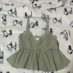 Hollister Sage Green Knit-Peplum Camisole